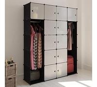 BOWEKAM Mobili,Armadi & Storage,Armadi & Armadi,Armadio modulare 14 Scomparti Nero e Bianco 37x146x180.5 cm
