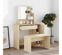 BOWEKAM Mobili, armadietti e stoccaggio, unità di vanità, tavoli da toeletta per camera da letto, set da toeletta in rovere Sonoma 86,5 x 35 x 136 cm