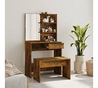 BOWEKAM Mobili, armadietti e stoccaggio, unità di vanità, tavoli da toeletta per camera da letto, set da toeletta in rovere fumé 74,5 x 40 x 141 cm