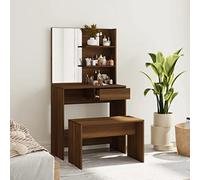 BOWEKAM Mobili, armadietti e stoccaggio, unità di vanità, tavoli da toeletta per camera da letto, set di tavolo da toeletta in rovere marrone 74,5 x 40 x 141 cm