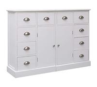 BOWEKAM Mobili,Armadietti & Stoccaggio,Buffet & Credenze,Credenza con 10 Cassetti Bianco 113x30x79 cm Legno