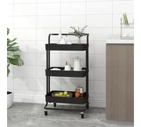 BOWEKAM Mobili,Carrelli,Carrelli Cucina & Pranzo,Carrello Cucina 3 Ripiani Nero 42x35x85 cm Ferro e ABS
