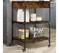 BOWEKAM Mobili,Carrelli,Carrelli Cucina & Pranzo,Carrello Cucina Rovere Affumicato 60x48x89.5 cm Legno Ingegnerizzato