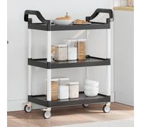 BOWEKAM Mobili,Carrelli,Carrelli Cucina & Pranzo,Trolley 3 Livelli Nero 81x41x92 cm Alluminio