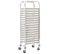 BOWEKAM Mobili, carrelli, carrelli da cucina e da pranzo, carrello da cucina per 16 vassoi, 38 x 55 x 163 cm, in acciaio inox