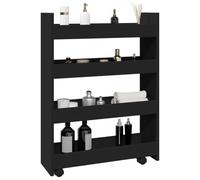 BOWEKAM Mobili, carrelli, carrelli da cucina e da pranzo, carrello stretto a 4 ripiani in legno ingegnerizzato nero