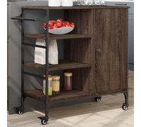 BOWEKAM Mobili,Carrelli,Cucina & Carrelli Da Pranzo,Carrello Cucina Rovere Marrone 87.5x38.5x84.5 cm Legno Ingegnerizzato