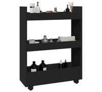 BOWEKAM Mobili,Carrelli,Cucina & Carrelli Da Pranzo,Carrello Stoccaggio Stretto 3 Tier Nero Ingegnerizzato Legno