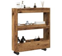 BOWEKAM Mobili,Carrelli,Cucina & Carrelli da pranzo,Carrello stretto 3 Tier Legno Vecchio Legno Ingegnerizzato