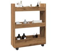 BOWEKAM Mobili,Carrelli,Cucina & Carrelli da pranzo,Carrello stretto di stoccaggio 3 Tier Artisian Oak Engineered Wood