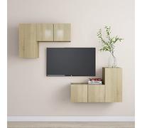 BOWEKAM Mobili, centri di intrattenimento e supporti TV, 4 pezzi TV Cabinet Set Sonoma Oak Engineered Wood