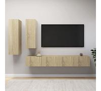 BOWEKAM Mobili, centri di intrattenimento e supporti TV, 4 pezzi TV Cabinet Set Sonoma Oak Engineered Wood