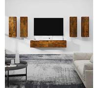 BOWEKAM Mobili, centri di intrattenimento e supporti TV, 6 pezzi mobile TV set rovere fumé legno ingegnerizzato