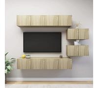 BOWEKAM Mobili, centri di intrattenimento e supporti TV, 6 pezzi TV Cabinet Set Sonoma Oak Engineered Wood