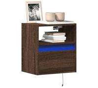 BOWEKAM Mobili, centri di intrattenimento e supporti TV, armadi TV a parete con luci a LED 2 pezzi rovere marrone 41x31x45 cm