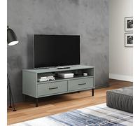 BOWEKAM Mobili, centri di intrattenimento e supporti TV, mobile TV con gambe in metallo grigio legno massello di pino OSLO