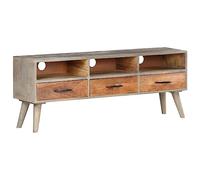 BOWEKAM Mobili, centri di intrattenimento e supporti TV, mobile TV grigio 130 x 35 x 51 cm in legno di mango grezzo massiccio