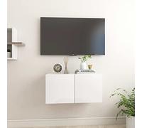 BOWEKAM Mobili, centri di intrattenimento e supporti TV, mobile TV sospeso bianco lucido 60 x 30 x 30 cm