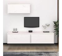 BOWEKAM Mobili, centri di intrattenimento e supporti TV, mobili TV 3 pezzi bianco legno massello pino