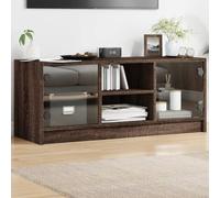 BOWEKAM Mobili,Centri Intrattenimento & Porta Tv,Mobile TV con Ante in Vetro Rovere Marrone 102x37x42 cm