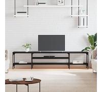 BOWEKAM Mobili,Centri Intrattenimento & Porta Tv,Mobile TV Nero 201x35x45 cm Legno e Ferro Ingegnerizzato