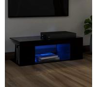 BOWEKAM Mobili,Centri Intrattenimento & Supporti Tv,Mobile TV con Luci LED Nero 90x39x30 cm