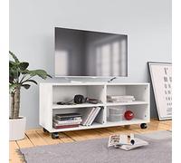 BOWEKAM Mobili,Centri Intrattenimento & Supporti Tv,Mobile TV con Ruote Bianco 90x35x35 cm Legno Ingegnerizzato