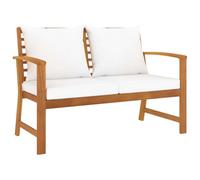 BOWEKAM Mobili da esterno, sedie da esterno, panchine da giardino, 120 cm, con cuscino color crema in legno massello di acacia