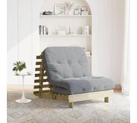 BOWEKAM Mobili, futon, divano letto futon con materasso, 80 x 206 x 11 cm, legno di pino impregnato