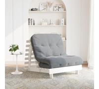 BOWEKAM Mobili, futon, divano letto futon con materasso, bianco, 80 x 206 x 11 cm, in legno massello di pino