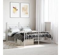 BOWEKAM Mobili,Letti & Accessori,Letti e telai del letto,Struttura letto in metallo senza materasso con pediera bianca 140x190cm