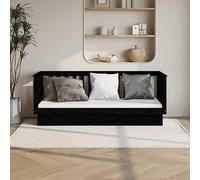 BOWEKAM Mobili,Letti & Accessori,Letti & Telai,Divano letto senza materasso Nero 75x190 cm Singolo Piccolo Legno massello di pino