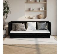 BOWEKAM Mobili,Letti & Accessori,Letti & Telai,Divano letto senza materasso Nero 80x200 cm Legno massello di pino