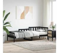 BOWEKAM Mobili,Letti & Accessori,Letti & Telai,Divano letto senza materasso Nero 80x200 cm Legno massello di pino