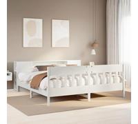 BOWEKAM Mobili,Letti & Accessori,Letti & Telai,Libreria Letto senza Materasso Bianco 200x200cm Legno massello di pino