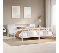BOWEKAM Mobili,Letti & Accessori,Letti & Telai,Libreria Letto senza Materasso Bianco 200x200cm Legno massello di pino