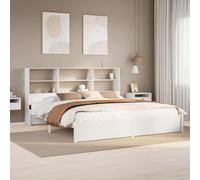 BOWEKAM Mobili,Letti & Accessori,Letti & Telai,Libreria Letto senza Materasso Bianco 200x200cm Legno massello di pino