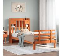 BOWEKAM Mobili,Letti & Accessori,Letti & Telai,Libreria Letto senza Materasso Cera Marrone 100x200cm Legno Massello Pino