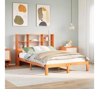 BOWEKAM Mobili,Letti & Accessori,Letti & Telai,Libreria Letto senza Materasso Cera Marrone 140x190cm Legno Massello Pino