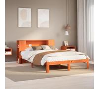 BOWEKAM Mobili,Letti & Accessori,Letti & Telai,Libreria Letto senza Materasso Cera Marrone 140x200cm Legno Massello Pino
