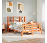 BOWEKAM Mobili,Letti & Accessori,Letti & Telai,Libreria Letto senza Materasso Cera Marrone 140x200cm Legno Massello Pino