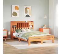 BOWEKAM Mobili,Letti & Accessori,Letti & Telai,Libreria Letto senza Materasso Cera Marrone 140x200cm Legno Massello Pino