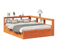 BOWEKAM Mobili,Letti & Accessori,Letti & Telai,Libreria Letto senza Materasso Cera Marrone 160x200cm Legno Massello Pino
