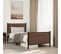BOWEKAM Mobili,Letti & Accessori,Letti & Telai,Struttura letto in metallo senza materasso Rovere Marrone 90x200 cm