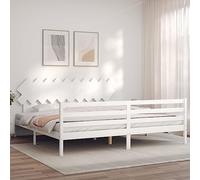 BOWEKAM Mobili,Letti & Accessori,Letti & Telai,Struttura letto senza materasso Bianco 200x200 cm Legno Massello