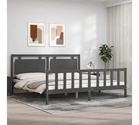 BOWEKAM Mobili,Letti & Accessori,Letti & Telai,Struttura letto senza materasso Grigio 200x200 cm Legno massello di pino