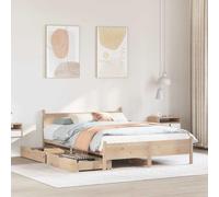 BOWEKAM Mobili,Letti & Accessori,Letti & Telai,Telaio letto senza materasso 135x190 cm Doppio Legno massello di pino