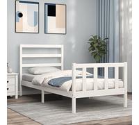 BOWEKAM Mobili,Letti & Accessori,Letti & Telai,Telaio letto senza materasso Bianco 90x200 cm Legno massello di pino