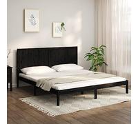 BOWEKAM Mobili,Letti & Accessori,Letti & Telai,Telaio letto senza materasso Nero 200x200 cm Legno massello di pino
