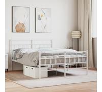 BOWEKAM Mobili,Letti e accessori,Letti e telai del letto,Struttura letto in metallo senza materasso con pediera bianca 120x200 cm